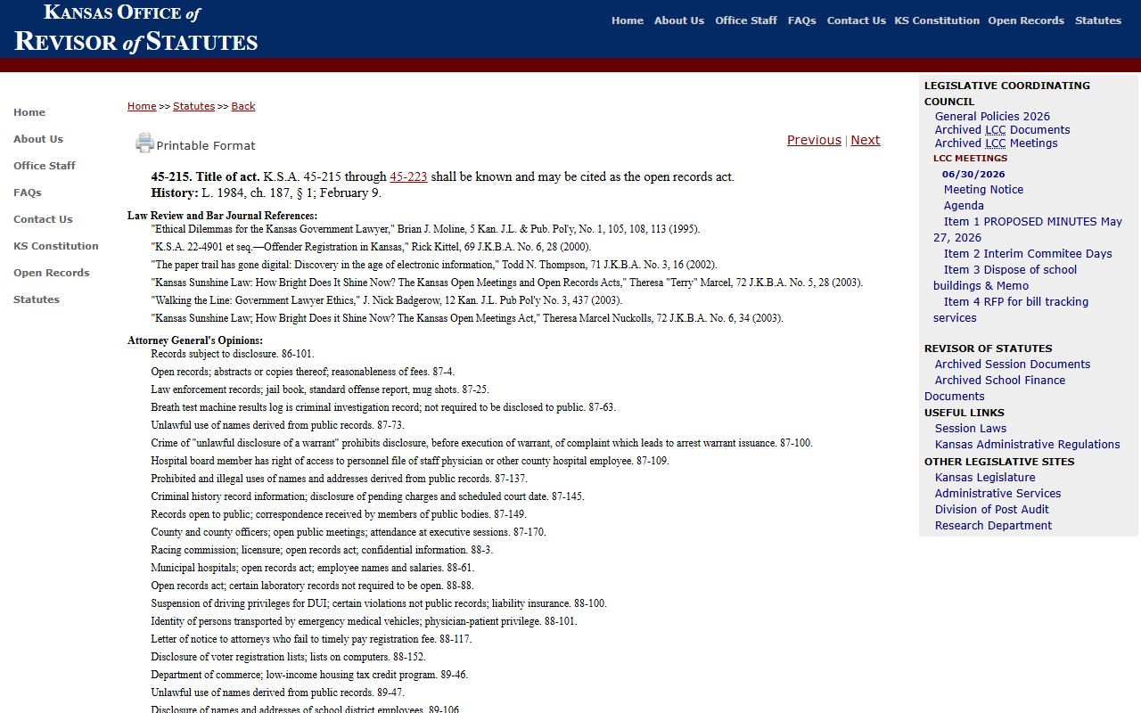 Johnson County Clerk of the District Court records Kansas open records policy