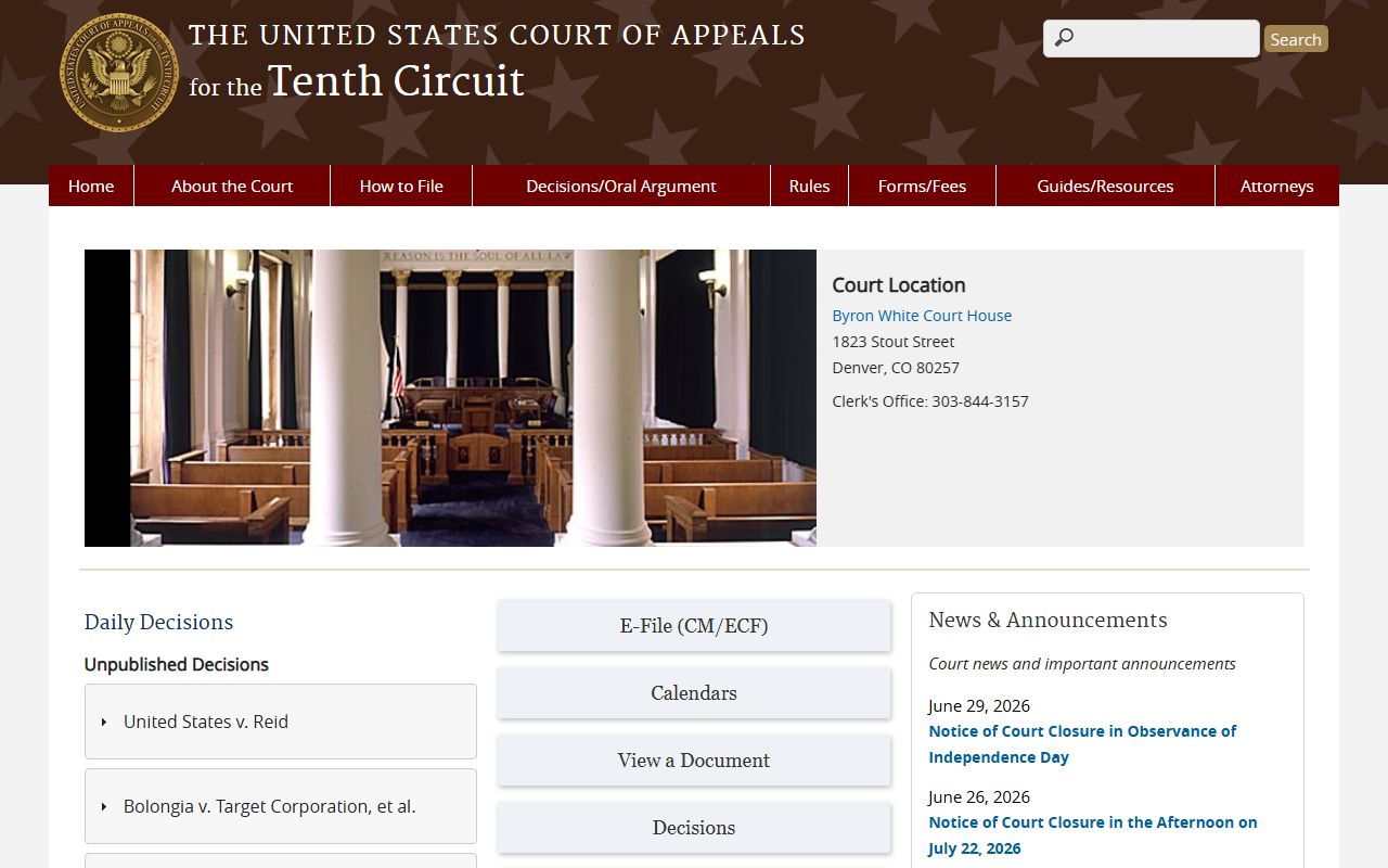 Johnson County court dockets U.S. Court of Appeals for the Tenth Circuit
