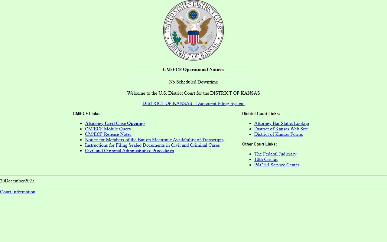 Johnson County court records District of Kansas CM ECF access