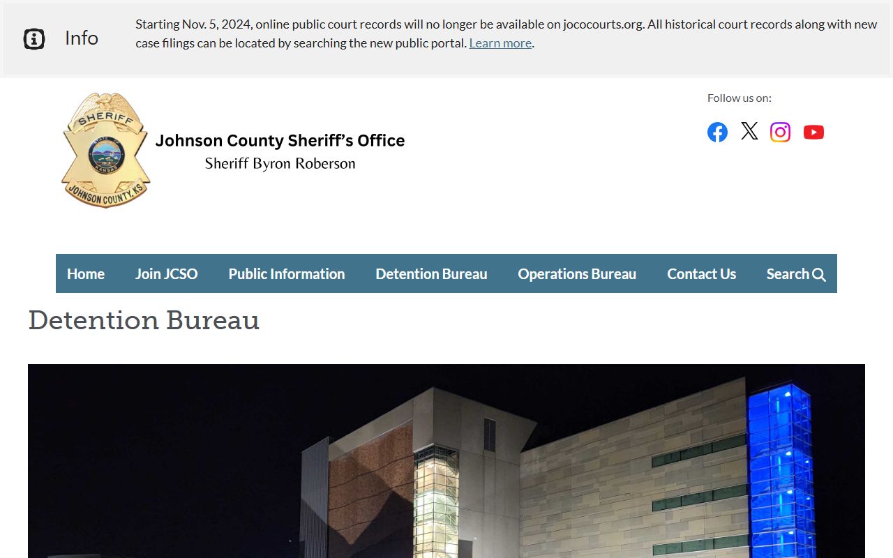 Johnson County inmate records sheriff detention bureau