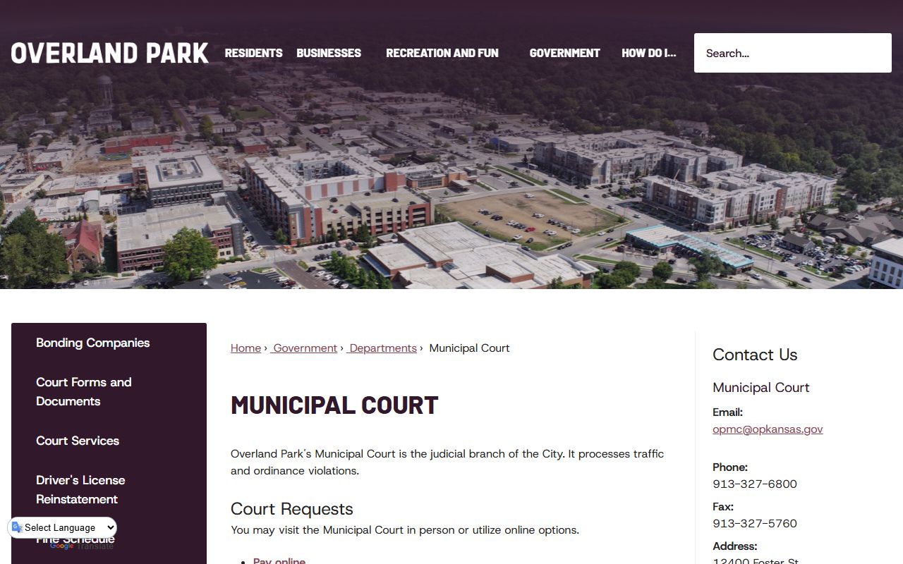 Johnson County warrant records Overland Park Municipal Court